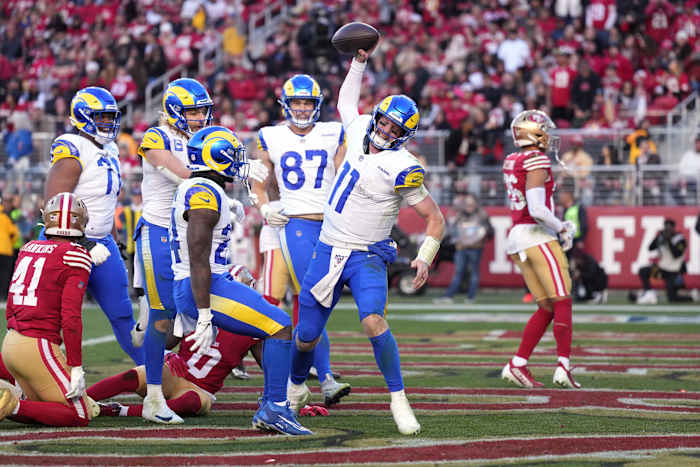 Carson Wentz spikes the ball in celebration